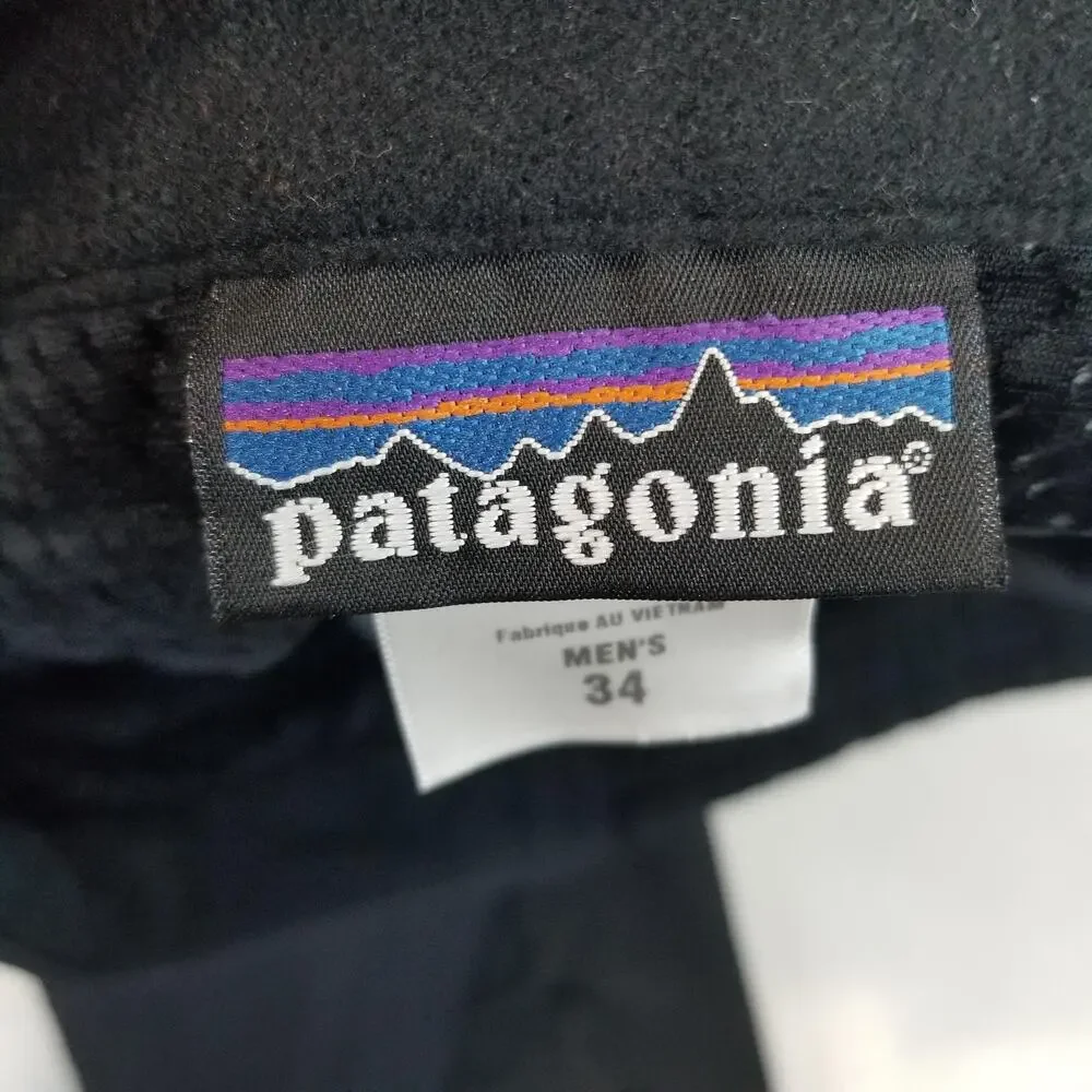 Patagonia Snow Pants Mens 34x32 Black Softshell Stretch Hiking Ski Zip Pockets
